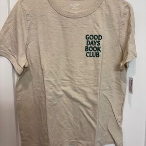 Old Navy Beige 'Good Days Book Club' T-Shirt